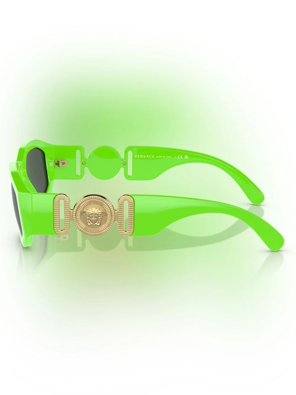 NWT Versace Green Fluo Medusa Biggie Sunglasses Full Inclusion